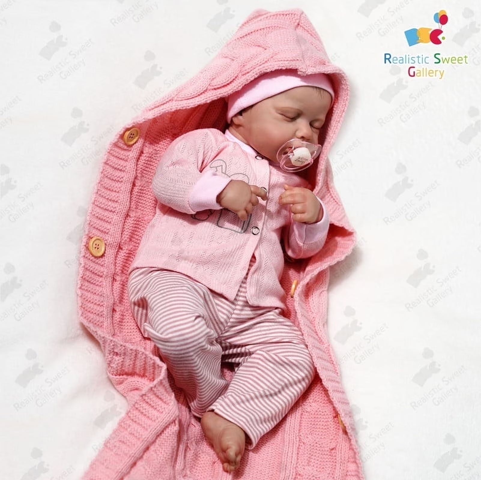 RSG 20-Inch Reborn Dolls - Soft Cloth Body Lifelike Sleeping Doll - Newborn Baby Dolls with Clothes and Toy Accessories Gift for Kids Age 3+, Pink-Hat (Cloth Body)